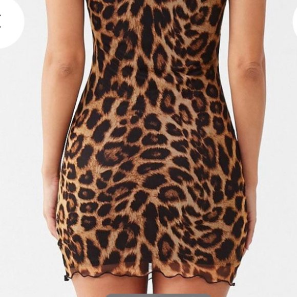 Sheer Mesh Leopard Bodycon Dress - Picture 4 of 5